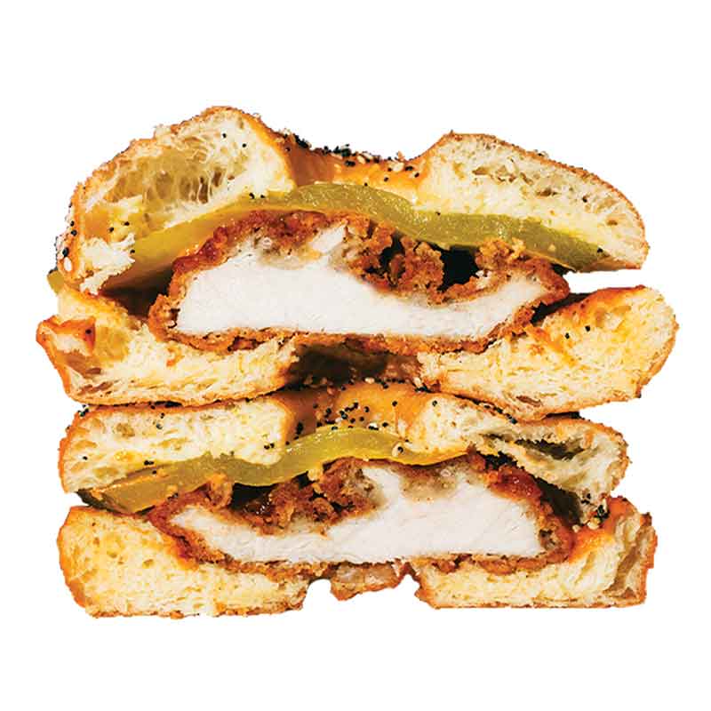 Fried chicken, pickle, chipotle mayo