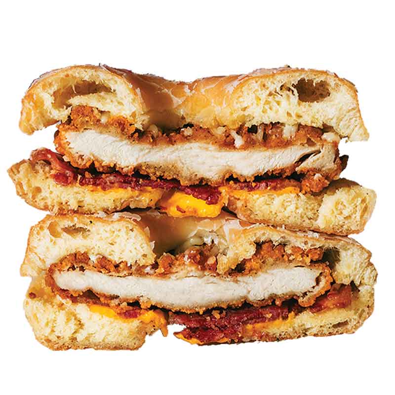 Fried chicken, cheese and bacon*